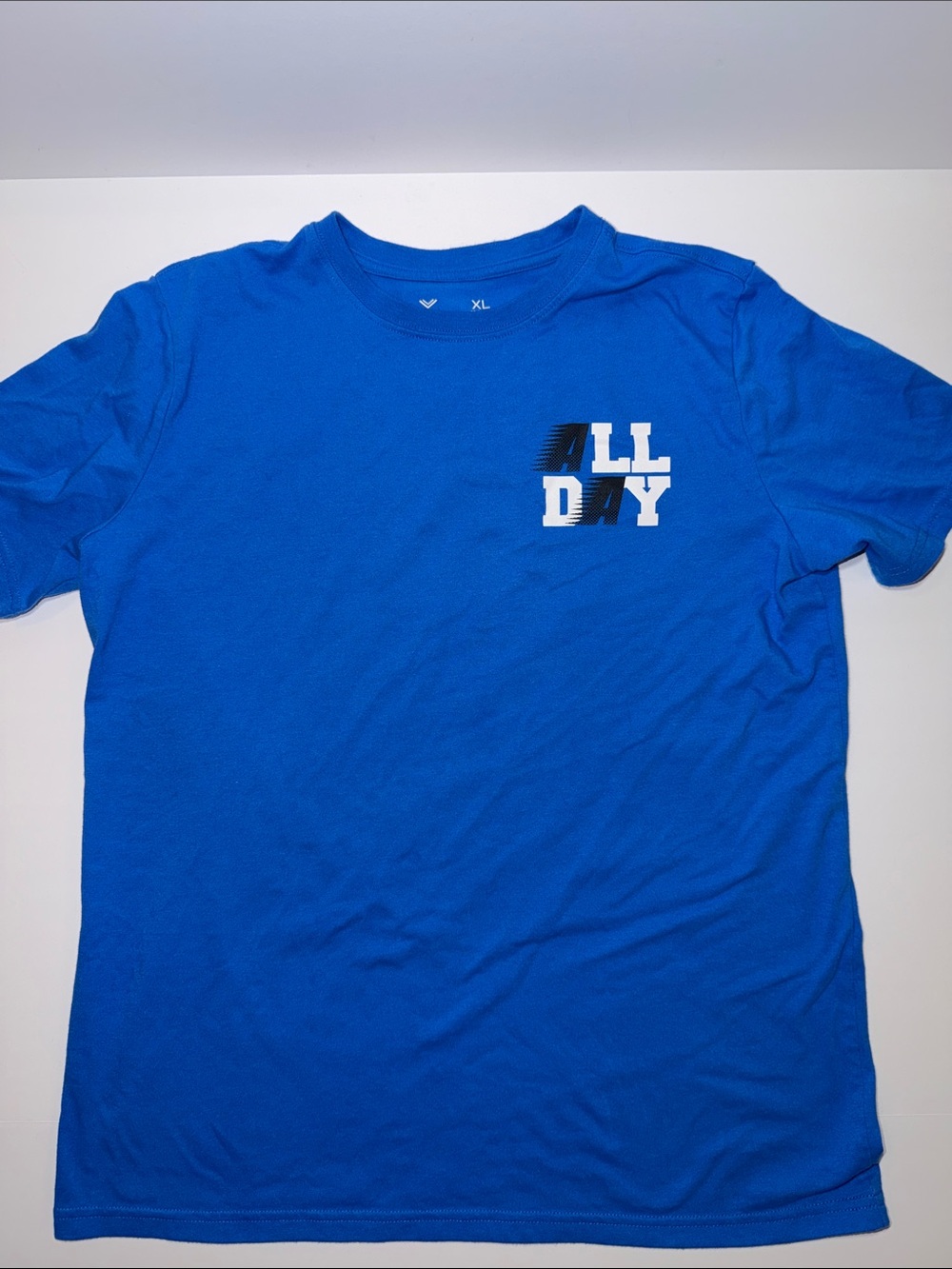 Xersion Blue Short Sleeve Tee with ALL DAY Graphic - XL HUSKY